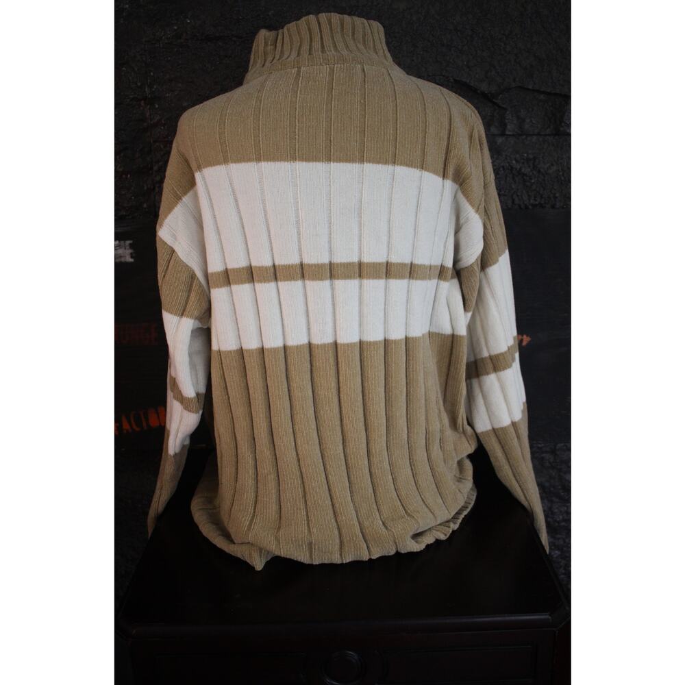Vintage Southpole Chenille Turtleneck Sweater XL Tan Cream Hip Hop Y2K Knit - Picture 3 of 9